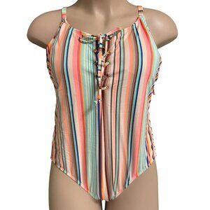 NO BOUNDARIES Sorbet Stripe One-Piece Swimsuit Juniors Plus-Size 3X (23-25)‎ NEW